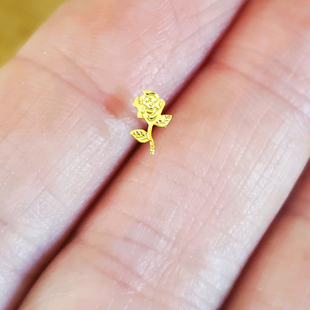 Sterling silver rose nose ring